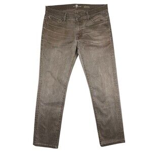 7 for all mankind SLIMMY Mens Brown Stone Washed Jeans 36/31